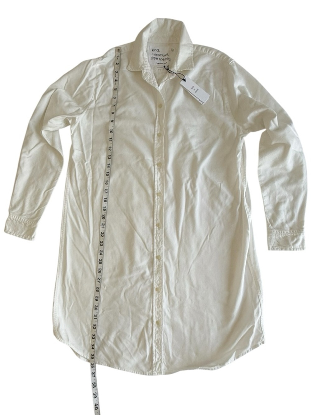 Unsubscribed White Oxford Shirt Dress S 100% Cotton Button Down Minimal NWT - Picture 12 of 16